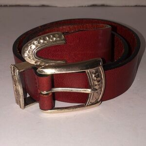 Y2K Vintage Landes Womens 7488 Red Leather Cowboy Belt sz L
